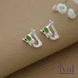 Adorable Green Elephant Silver Hoop Earring for Kids
