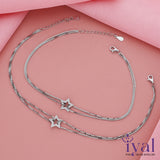 Shining Star Adjustable Silver Anklet