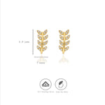 925 Sterling Silver Leaf J Type Earrings