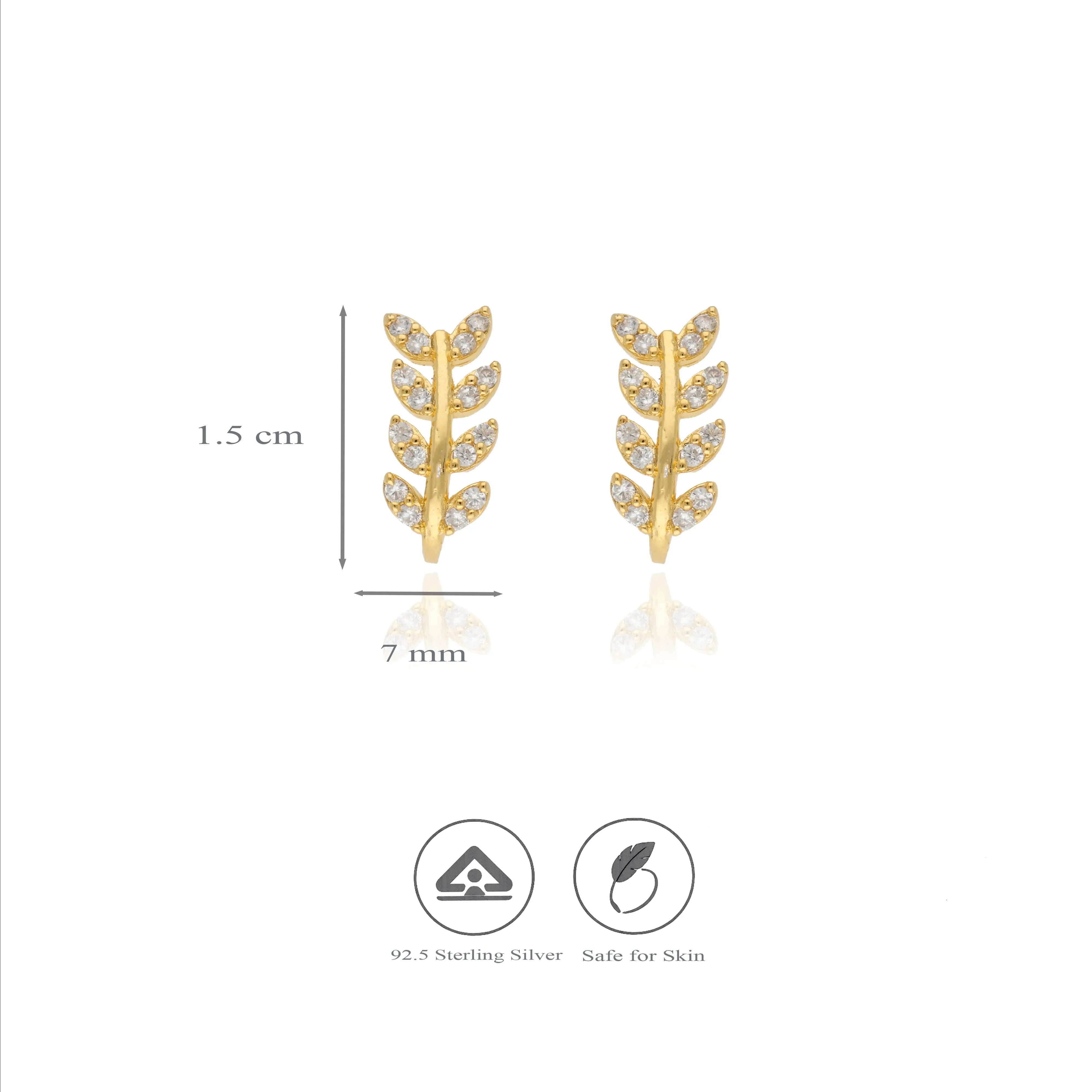 925 Sterling Silver Leaf J Type Earrings