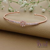 Zircon Filled Rose Gold Polish Silver Kada