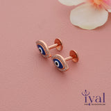 Adorable Rose Gold Polish Silver Evil Eye Stud