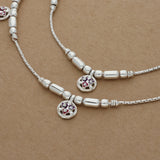 Stunning Circle Stone Charm Silver Anklet
