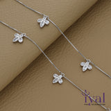 Vivid Leaf Bunch Charm Silver Anklet