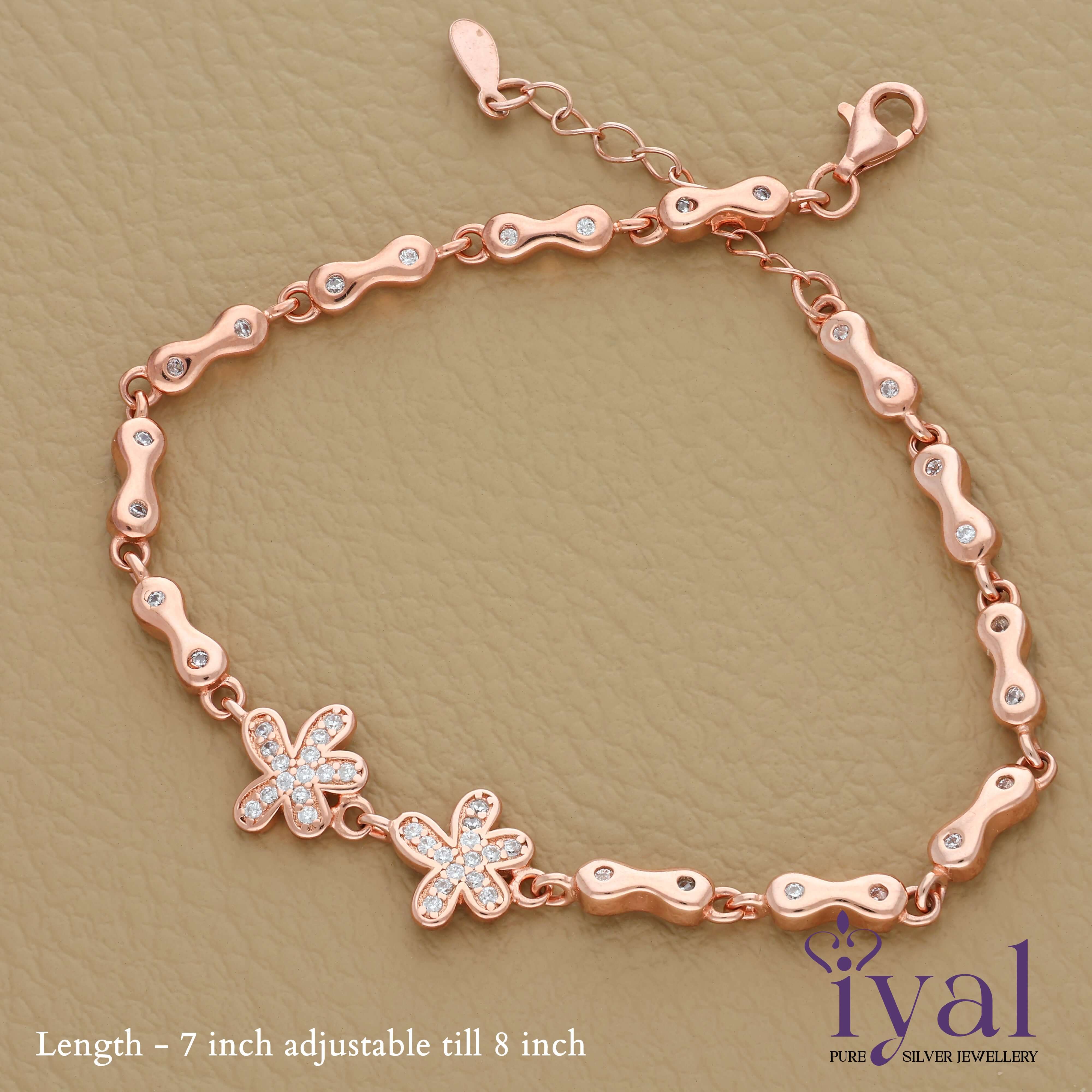 Cute Rose Gold Polish Silver Bracelet