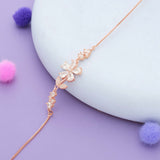 Floral Zircon Stone Rose Gold Polish 925 Silver Bracelet