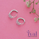 Classic Zircon Silver Hoop Earrings(3+ Yrs)