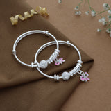 Cute Bow Adjustable 999 Silver Kid Bangle(0 - 6Yrs)