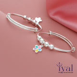 Mesmerising Flower Charm Adjustable Silver bangle for Kids(Pair)