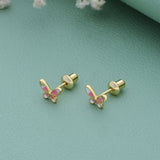 Lovely Butterfly 18K Gold Polish Silver Stud for Kids(2+ Yrs)