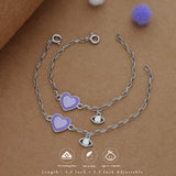 Dreamy Eye Heart Silver Anklet (0 - 6months)