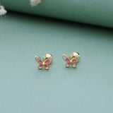 Lovely Butterfly 18K Gold Polish Silver Stud for Kids(2+ Yrs)
