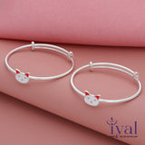 Precious Cute Cat Adjustable Silver bangle for Kids(Pair)