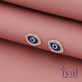 Adorable Rose Gold Polish Silver Evil Eye Stud