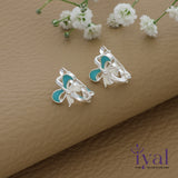 Sweet Blue Bow Silver Hoop Earring for Kids