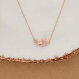 Dolphins Minimal Rose Gold Polish Silver Necklace For Women & Teen