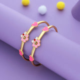 Little Sunshine Heart 18K Gold Polish Silver Kid Bangle (0-5 Yrs)