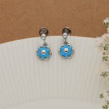 Pure Silver Blue Flora Kids Drop Earring for daily use