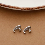 Blooming Silver J Shaped White Stoned Earring & Teen