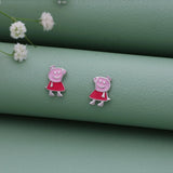 925 Sterling Silver Peppa Pig Studs for Kids (3+ Yrs)