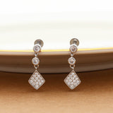 Gorgeous  Diamond Shaped Silver Drop Earring For Women & Teen