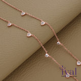 Cuttle Little Heart Charm Rose Gold Polish Silver Anklet