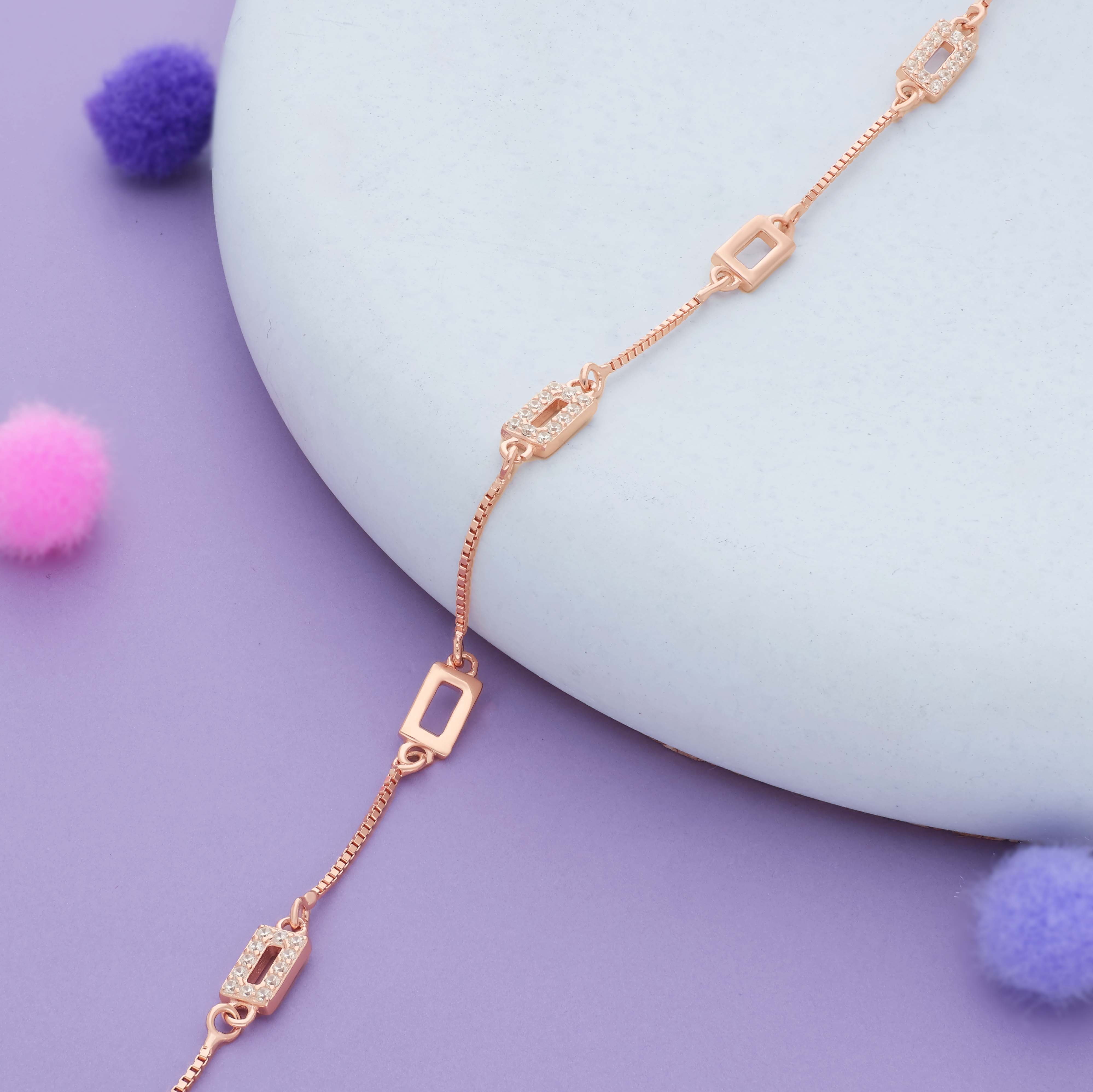 Slim Edge Rose Gold Polish 925 Silver Bracelet