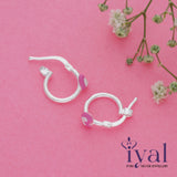 Pink Cute Heart Silver Hoops(3+ Yrs)