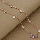 Cuttle Little Heart Charm Rose Gold Polish Silver Anklet