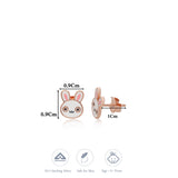 Bunny Rose Gold Polish 925 Silver Stud for Kids & Teen(5+ Yrs)