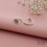 Classic Flower oxidized adjustable Silver Toering