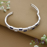 Geometry Blue Delight Silver Kada