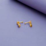 Purple Daisy Gold Polish 925 Silver Drop Earring