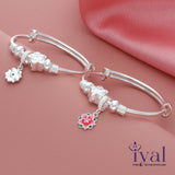 Winsome Flower Charm Adjustable Silver bangle for Kids(Pair)