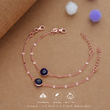 Evil Eye Rose Gold Polish Silver Anklet (0 - 1Yr)