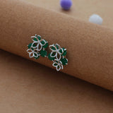 Luxe Green Flower 925 Silver Studs