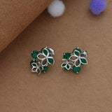Luxe Green Flower 925 Silver Studs