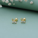 Stunning Bow 18K Gold Polish Silver Stud(3+ Yrs)