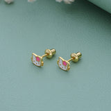 Cute Hello Kitty 18K Gold Polish Silver Stud(2+ Yrs)