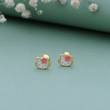 Cute Hello Kitty 18K Gold Polish Silver Stud(2+ Yrs)