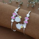Cute Kitty Charm 999 Silver Kid Bangle(0 - 6Yrs)