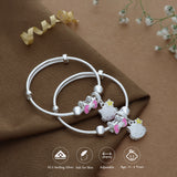 Cute Kitty Charm 999 Silver Kid Bangle(0 - 6Yrs)