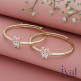 Cute Kitty Gold Polish Silver bangle for Kids(Pair)