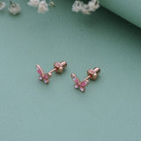 Lovely Butterfly 18K Rose Gold Polish Silver Stud(2+ Yrs)