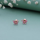 Lovely Butterfly 18K Rose Gold Polish Silver Stud(2+ Yrs)