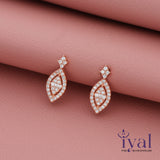 Cute Dia Rose Gold Polish Silver Drop Earring