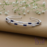 Geometry Blue Delight Silver Kada