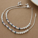 Glamourous Color Heart Silver Anklet
