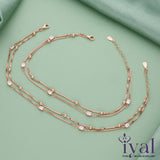 Shimmering Double Layer Rose Gold Polish Silver Anklet