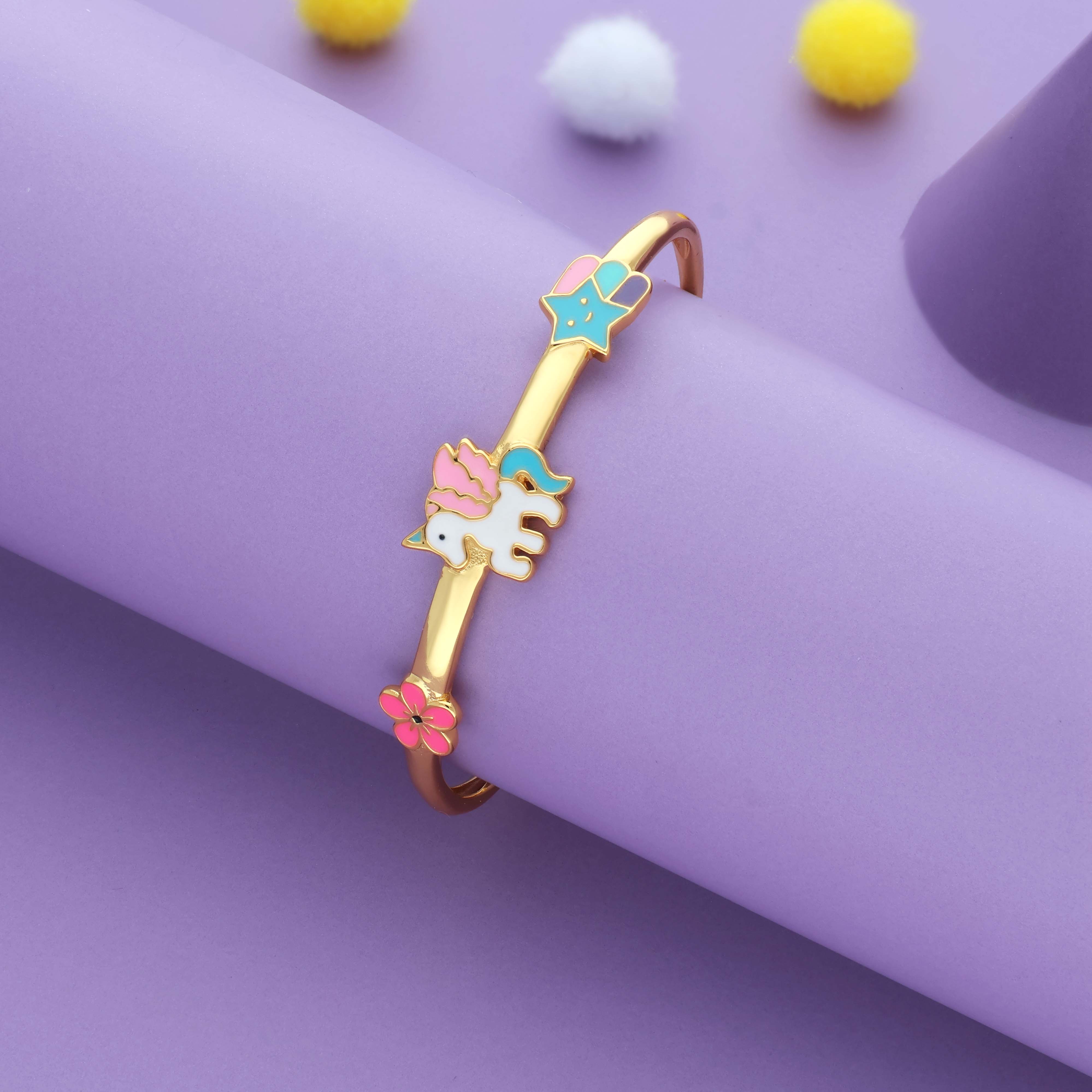 Magic Star Unicorn 18K Gold Polish Silver Kid Bangle(0-5 Yrs)